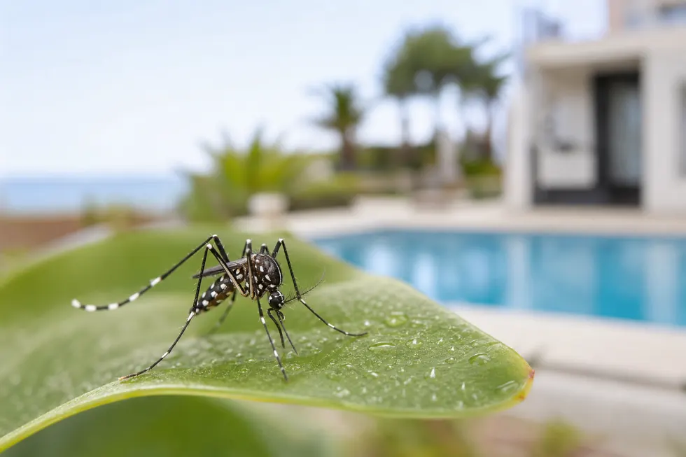 mosquito tigre en jardín de Castelldefels